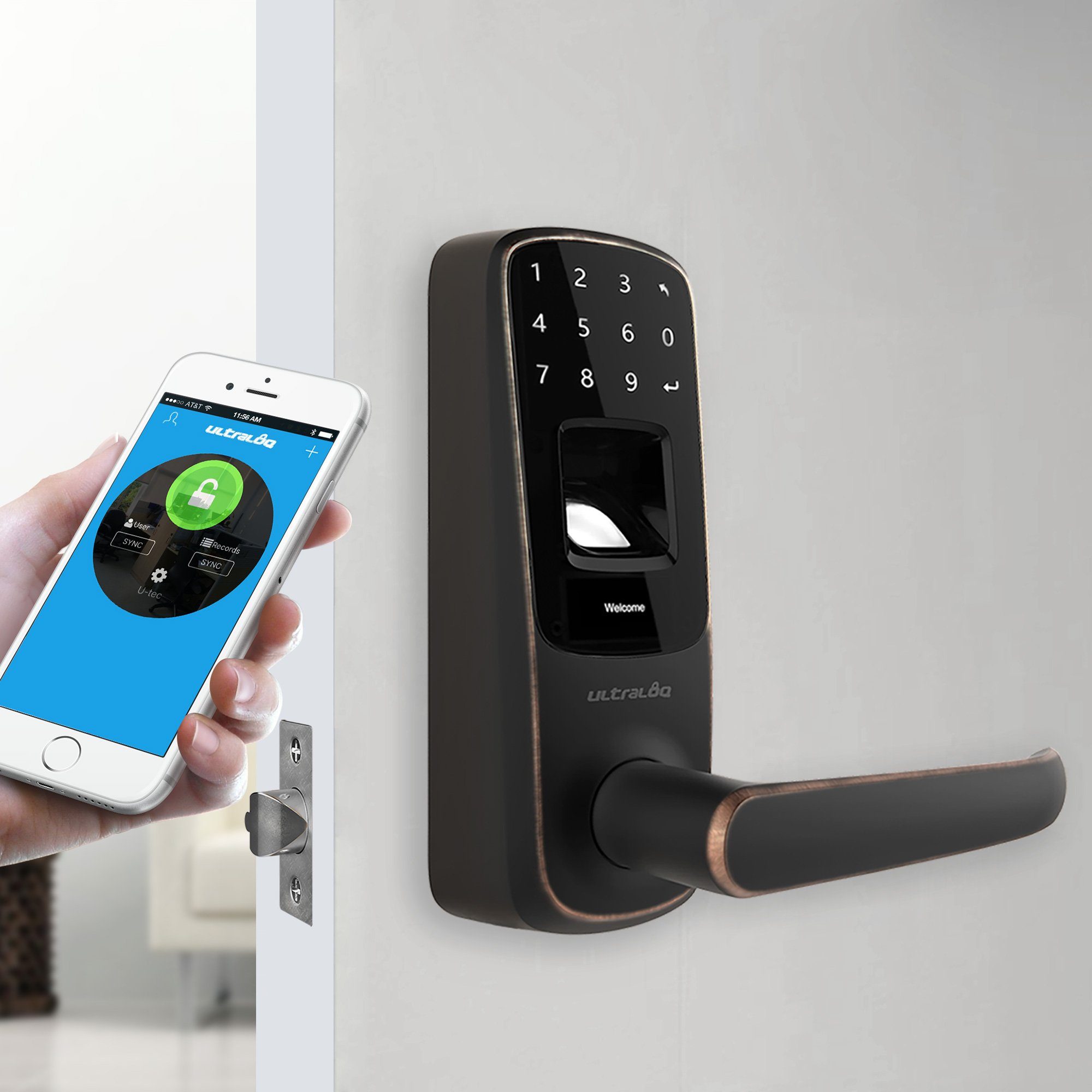 Ultraloq UL3 BT (2nd Gen) Bluetooth Enabled Fingerprint and Touchscreen Smart Lever Lock | Remote Pro